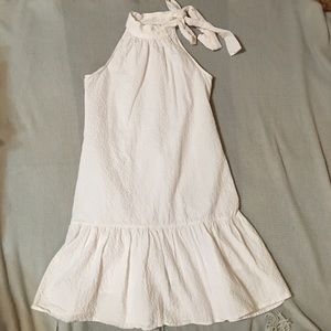 Vineyard Vines Flounce Seersucker Tie Neck Dress